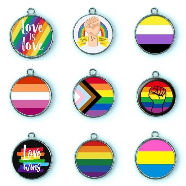 Encantos 20 pcs Cor Arco-íris Gay Lésbica LGBT Orgulho Dangle Encantos Pingente Jóias Acessórios Para DIY Pulseira Colar Jóias Fazendo 230907
