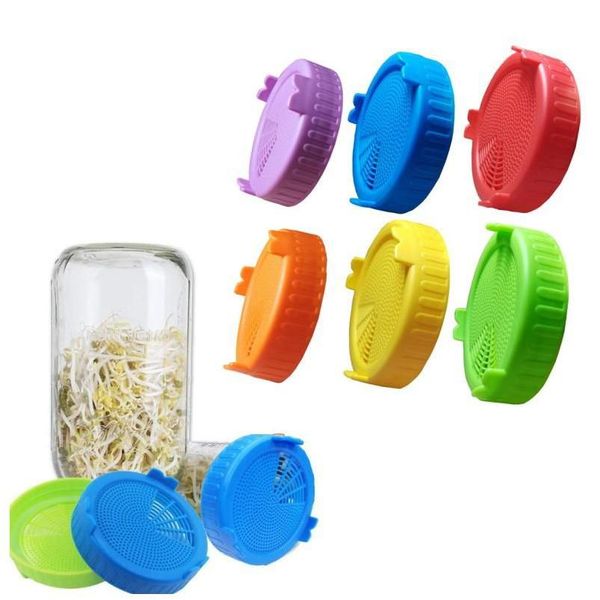 Andere Gartenbedarfsartikel Mason Jar Sprouting Er Lebensmittelqualität Kunststoff Mesh Sprout Ers Kit Gemüsesamenanbau 86 mm Drop Deliver Dhgarden Dhcv6