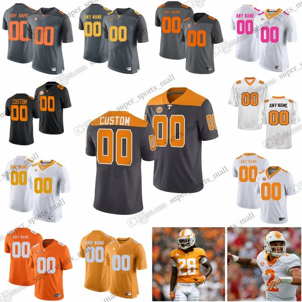 Personalizado Tennessee Volunteers 2 Jabari Small 7 Joe Milton III 0 Jaylen Wright 9 Ramel Keyton 15 Bru McCoy 5 Hooker 11 Hyatt Preto Laranja Cinza Branco Bowl Vols Jersey