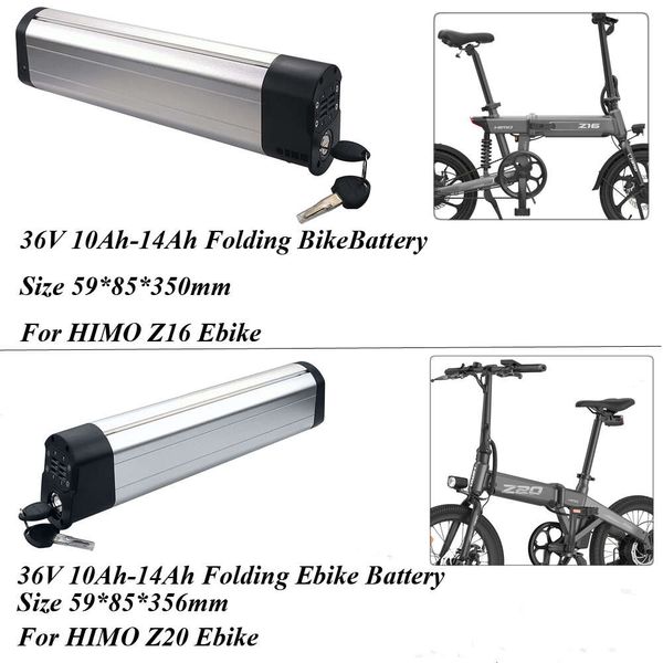 Substitua a bateria dobrável de ebike de himo z16 z20 250w 350w 36v 10ah 12ah 13ah 14ah 20 ''bateria de lítio dobrável da bicicleta elétrica 360wh