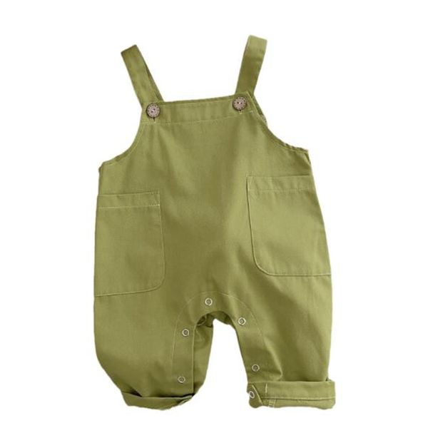Комбинезоны для мальчиков, хлопковые однотонные весенне-осенние костюмы для малышей, школьный детский комбинезон 230907