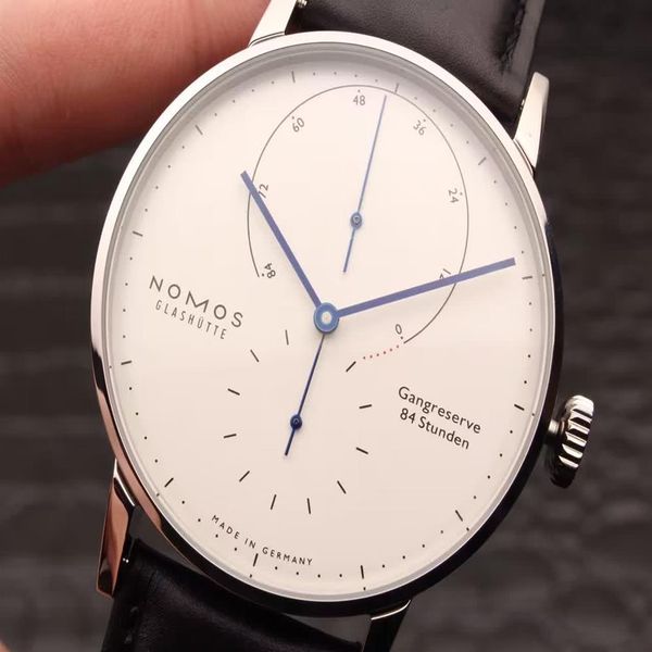 Relógio de pulso mecânico automático, de alta qualidade, com pulseira de couro 316, caixa de aço inoxidável, nomos lambda designer 248e