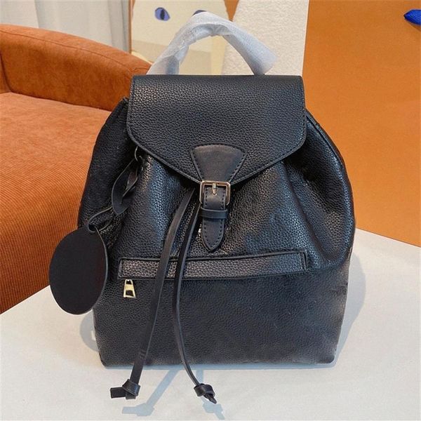 Рюкзак MONTSOURIS, женский классический коричневый цветочный модный кожаный дорожный рюкзак, дизайнерская сумка с пряжкой и веревкой, рюкзаки Turtledove259l