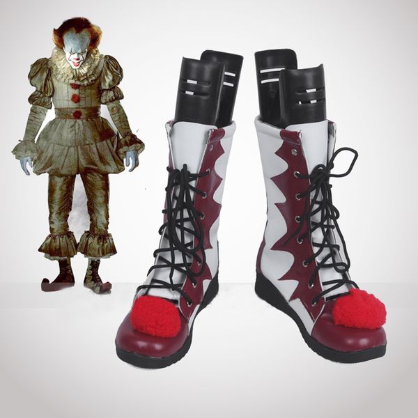 Sapatos de vestido Stephen King's It Pennywise Máscara Cosplay Scary Clown Botas Homens Personalizado Halloween Trajes de Natal Acessórios 230908