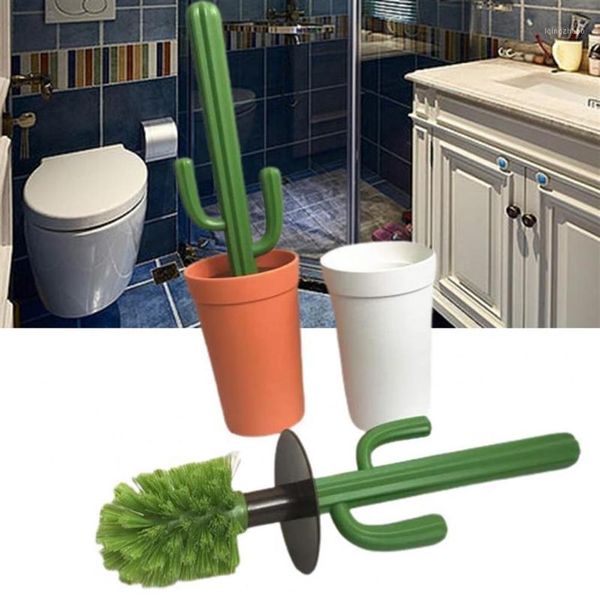 Set di accessori per il bagno Scopino per WC Innovativo detergente per la pulizia a manico lungo in plastica con testa densa per cactus carino per la casa297C