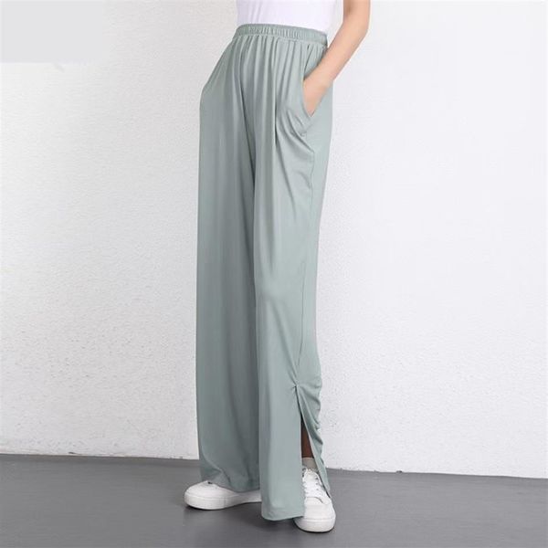 Pantaloni da jogging a gamba larga LL da donna Pantaloni sportivi larghi casual con protezione solare Pantaloni svasati Slim a tubo dritto Yoga Mopping253h