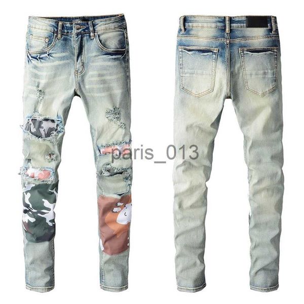 Mens Jeans Designer Homens Jeans Zipper Street Fashion Dilapidado Tratamento Homem Jean Cowboy Roupas Denim Calças América Buraco Streetwear Beggar Biker Top Quality Amer