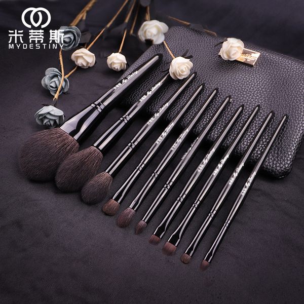 Ferramentas de maquiagem My Destiny Pearl Black Series Brush Set Iniciante Make up Brushes Animal Cabelo Sintético Sobrancelha Sombra Pó Blush 230909