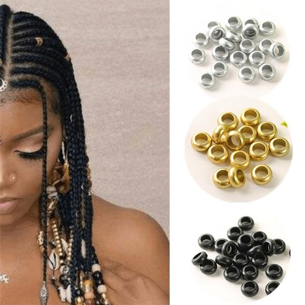 50 200 pçs anéis de cabelo africano punhos tubos encantos dreadlock dread tranças jóias acessórios decoração ouro prata contas 220720253s
