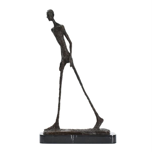 Estátua de homem andando de bronze de Giacometti Réplica de esqueleto abstrato escultura coleção vintage arte decoração de casa 210329209K