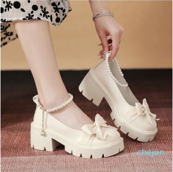 Sapatos de vestido sapatos lolita mulheres estilo japonês mary jane feminino vintage raso de saltos altos saltos grossos cosplay