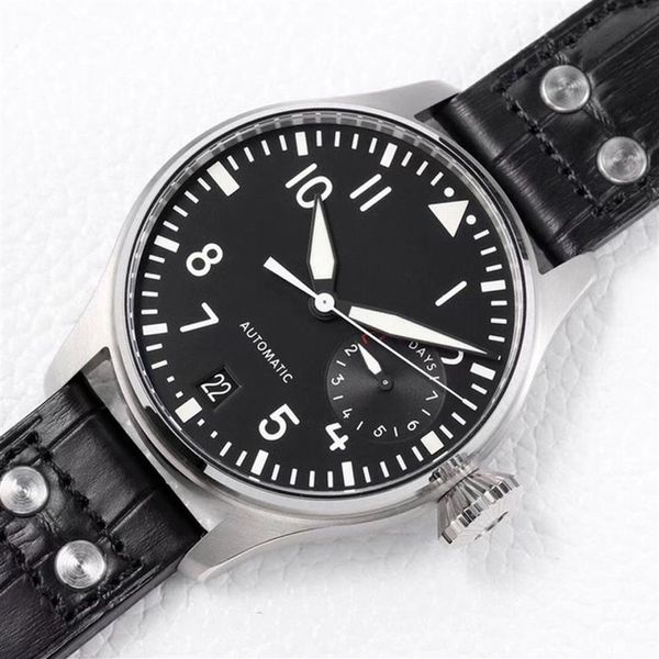 U1 top-grade aaa relógio de designer de luxo novos homens automático mecânico grande clássico piloto relógios 46mm le príncipe preto couro genuíno3125