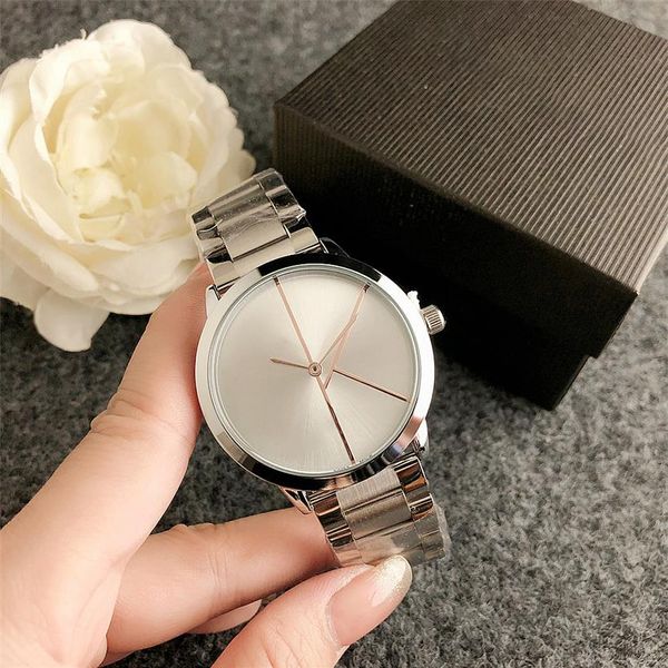 Moda completa marca relógio de pulso masculino feminino estilo 40 mm luxo com logotipo aço metal banda relógio quartzo c22197g