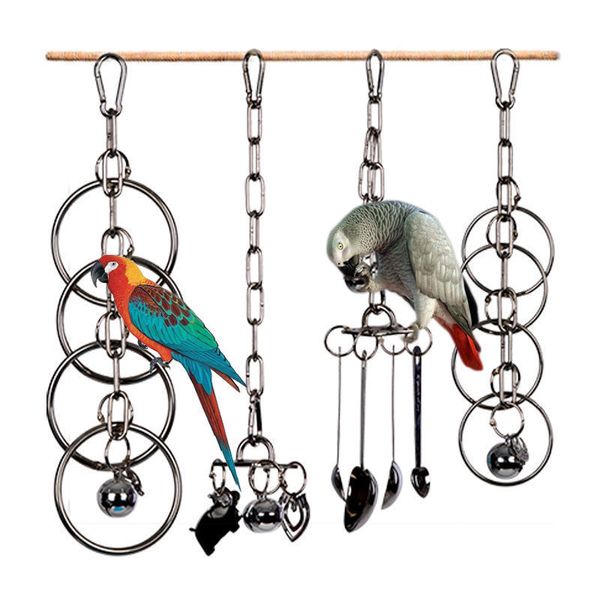 Outros suprimentos de pássaros papagaio 304 brinquedo de aço inoxidável roendo escalada grande diamante cinza máquina quebra-cabeça gaiola exibição rack pendurado 230909