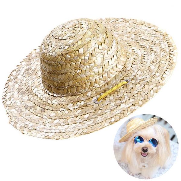 Одежда для собак, 1 шт., модная шляпа для домашних животных, крутые соломенные шляпы от солнца для кошек, принадлежности для щенков, аксессуары в стиле Гавайев, кепки для собак и кошек Country315a