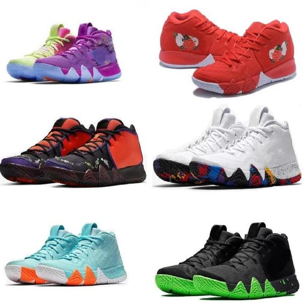 Sapatos Kyrie IV Confetti Kids Tio Drew Homens Mulheres Basquete Loja de Sapato S229D