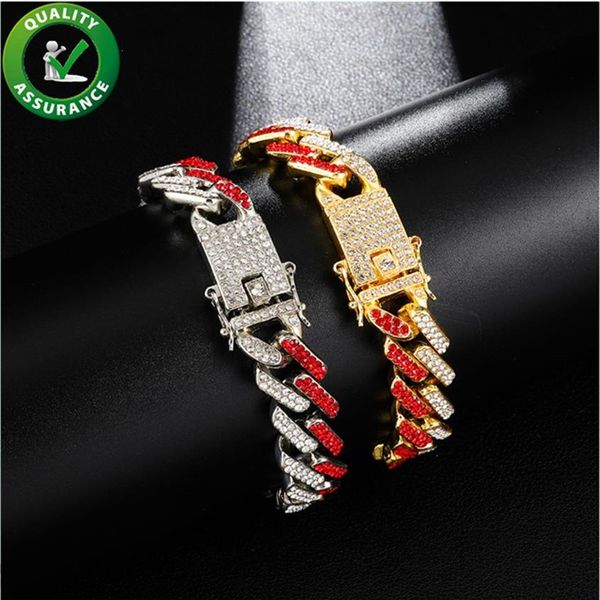 Luxus Designer Schmuck Männer Tennis Armbänder 13mm Charm Armband Cuban Link Kette Iced Out Ketten Bling Diamant Armreif Hip Hop Fas301f