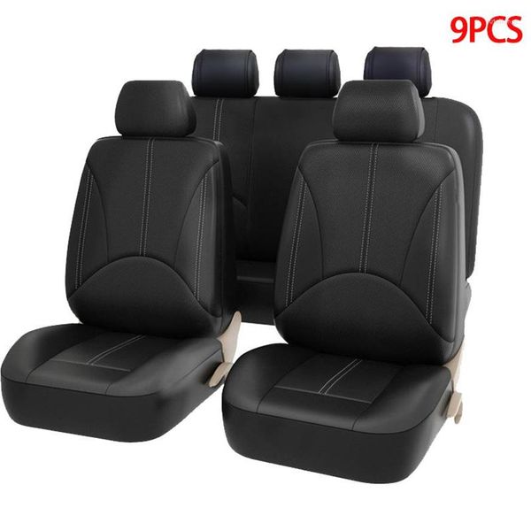 Capas de assento de carro AIMAAO Conjunto completo - Protetores dianteiros e traseiros automotivos de couro sintético premium para caminhão SUV196c