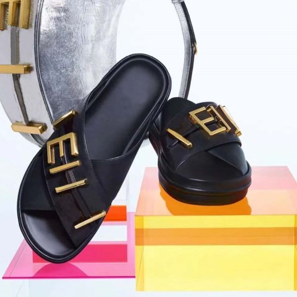 Senhora senhores colorido chinelo sliders mulheres homens sandálias de luxo designer lona carta couro real slide chaussures estilo modelo