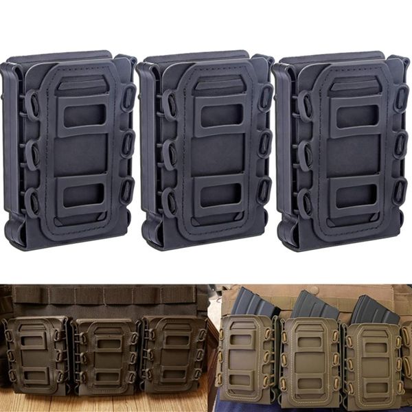 Sacos ao ar livre 3 pçs tático rápido mag tpr flexível molle revista bolsa transportadora para ar15 m4 556762 mag bolsa rifle pistola revista h2279