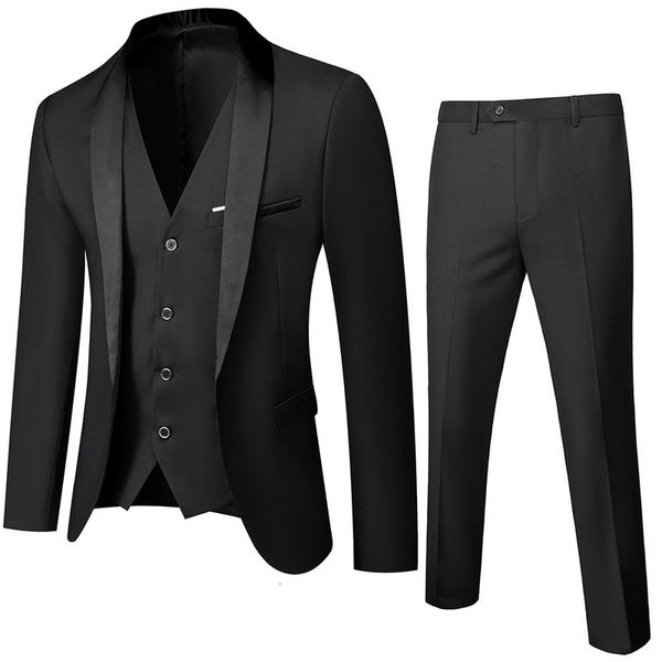 Ternos masculinos Blazers Homens Terno de casamento Prom Dress JacketPantsVest Men Suit Set Slim Fit Smoking Masculino Blazer Personalizado Estilo Britânico Roupas de Noivo 230908