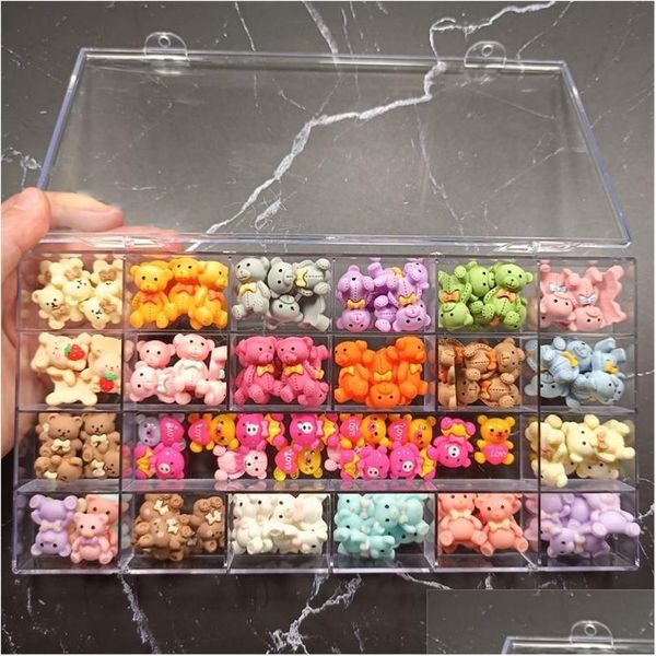 Nail Art Dekorationen Eine Box Kawaii Charms Dekoration 3D Harz Acryl Trendy für Schmuck Charm DIY Maniküre Liefert Stein 220527 D Dho3V