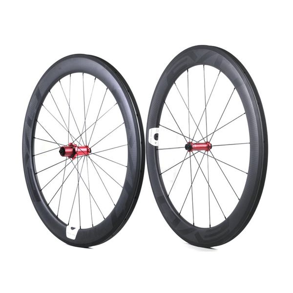 Evo Karbon Yol Bisiklet Tekerlekleri 60mm derinlik 25mm genişlik tam karbon kliniği Tübüler seti düz çekme hub'ları özelleştirilebilir logo221f
