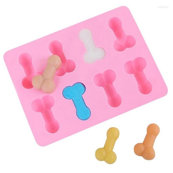 Moldes para hornear Molde de pastel de pene sexy Dick Bandeja de cubitos de hielo Jabón Vela Molde de azúcar Mini Formas de crema Herramientas artesanales Molde de silicona de chocolate262e