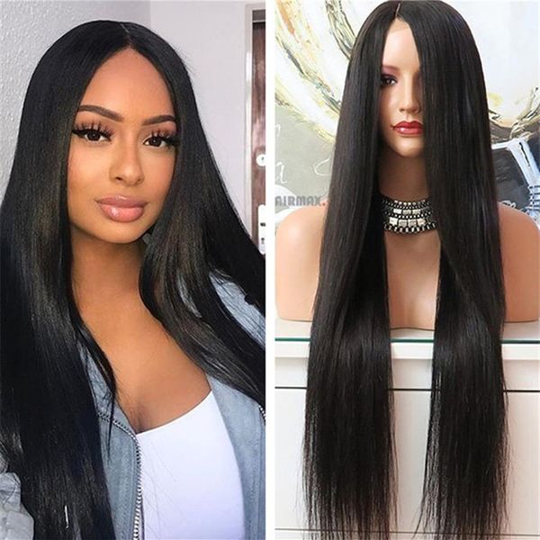 Estoque de cabelo humano perucas de renda seda reta 10a qualidade superior malaio virgem cabelo humano 13x4 peruca frontal do laço para mulher negra rápido expr235s