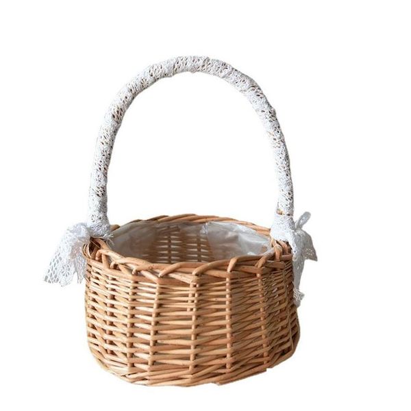 Outros suprimentos de festa festiva tecelagem rattan cesta de flores casamento noiva portátil pequena loja decoração menina artesanato entrega gota h ot4nx