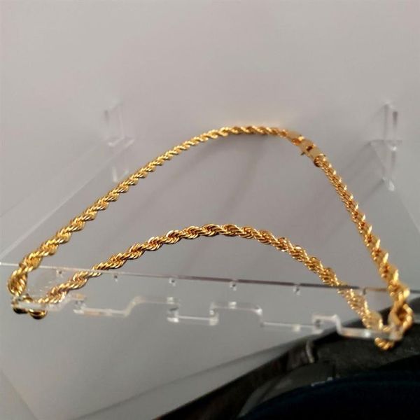 Reale oro giallo 24k GF diamante tagliato ed solido nuova catena di corda XP gioielli fantasia immagine originale uomo spesso 6mm9002608255o