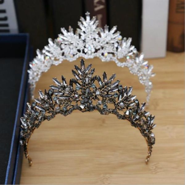 Barato brilhante festa tiara cristais claros rei rainha coroa casamento coroas de noiva traje arte deco princesa desempenho tiaras cabeça pi291c