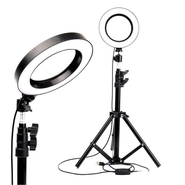 Andere Innenbeleuchtung LED-Ringlicht PO Studiokamera Ography Dimmbare Videolampe für Make-up Selfie mit Stativ-Telefonhalter Drop D Dhvxj