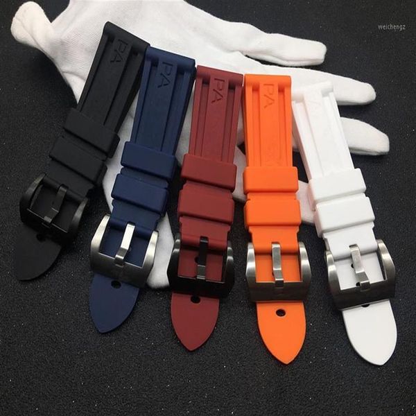 Correa de reloj de silicona de 22mm, 24mm, 26mm, rojo, azul, negro, naranja y blanco, correa de goma para reloj, hebilla de pulsera, logotipo PAM On1284v290a