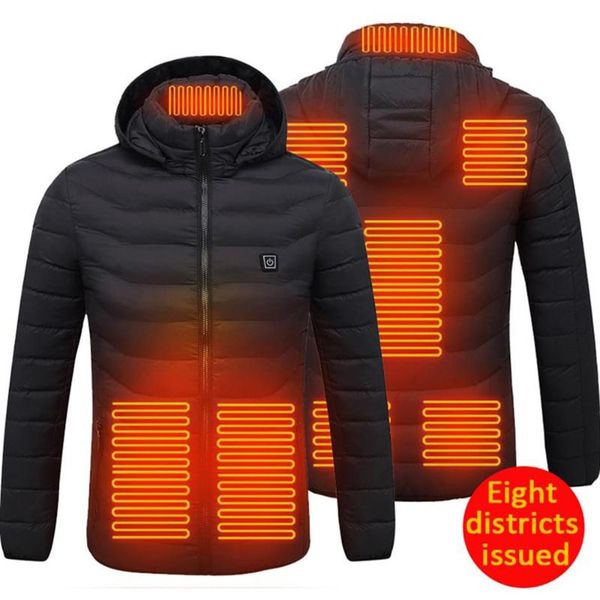 Ao ar livre camisetas 8 áreas jaquetas aquecidas USB homens mulheres inverno aquecimento elétrico quente sprots casaco térmico roupas heat1720