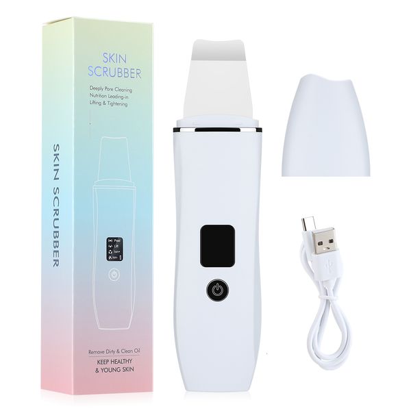 Dispositivos de cuidados faciais Máquina de peeling ultrassônica Display LCD EMS Positive Negative Ion Blackhead Export Máscara Levantando Firming Cleaning Scrubber 230908