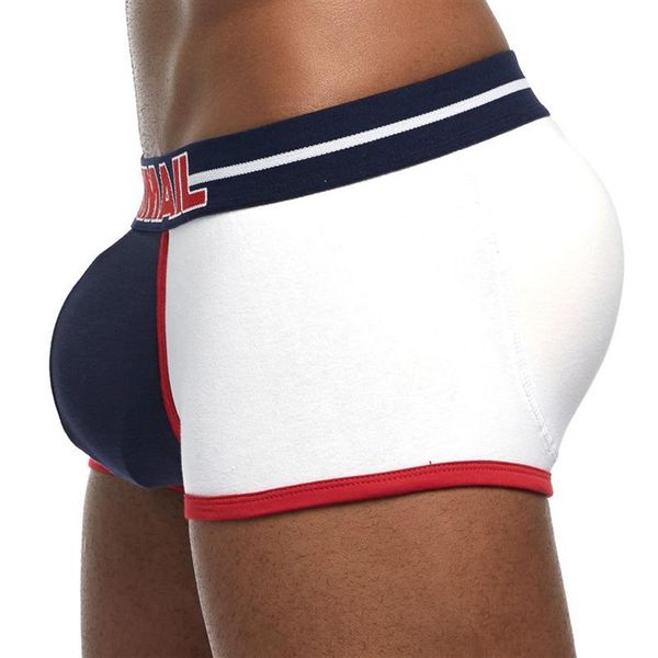 Nova roupa interior masculina boxers troncos com protuberância sexy gay pênis bolsa frente traseira dupla removível push up cup270v