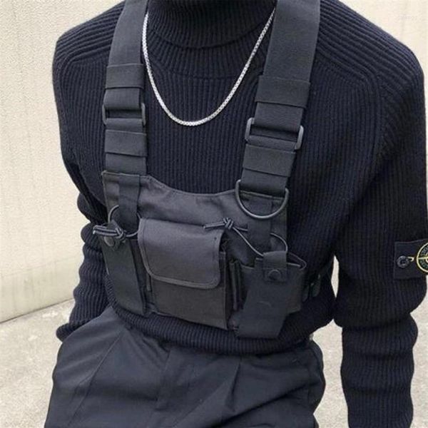 Sacos de cintura colete tático nylon militar peito bolsa coldre arnês walkie talkie rádio para dois way271g