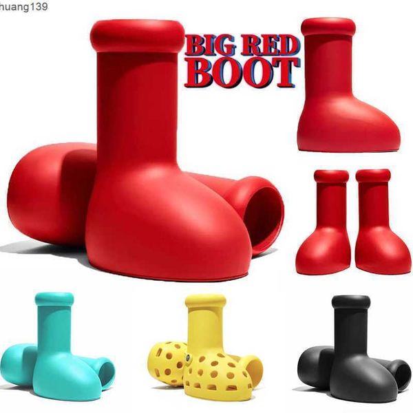 MSCHF Astro Boy Big Red Boots Rain Boots Designer Men Women Boot Eve Rubber Reps sobre as Botas de joelho Sapatos de desenho animado Plataforma de fundo grossa Mens mulheres 35-46