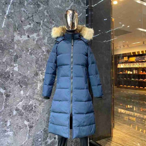 Piumino da donna Piumino da donna in doudoune donna parka invernale cappotti in pelliccia di lupo parka da donna felpa con cappuccio gode cappotto imbottito chateau giacche lunghe bianco nero L230909