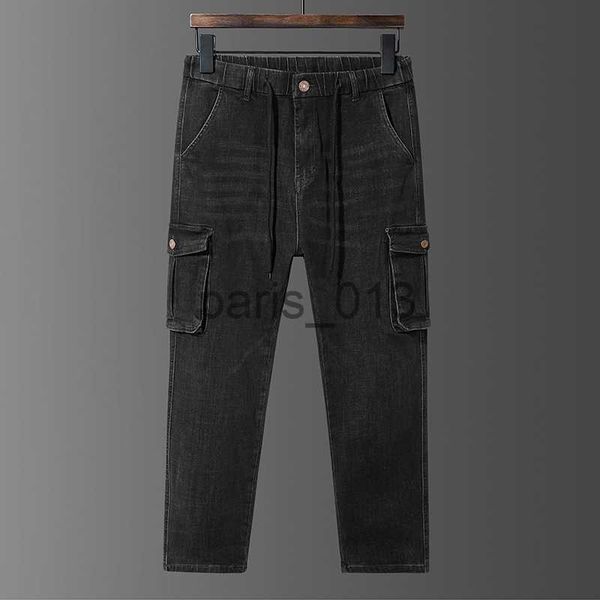 Jeans masculinos plus size estiramento jeans homem gordo solto calças jeans moda cintura elástica calças de cowboy roupas masculinas x0911