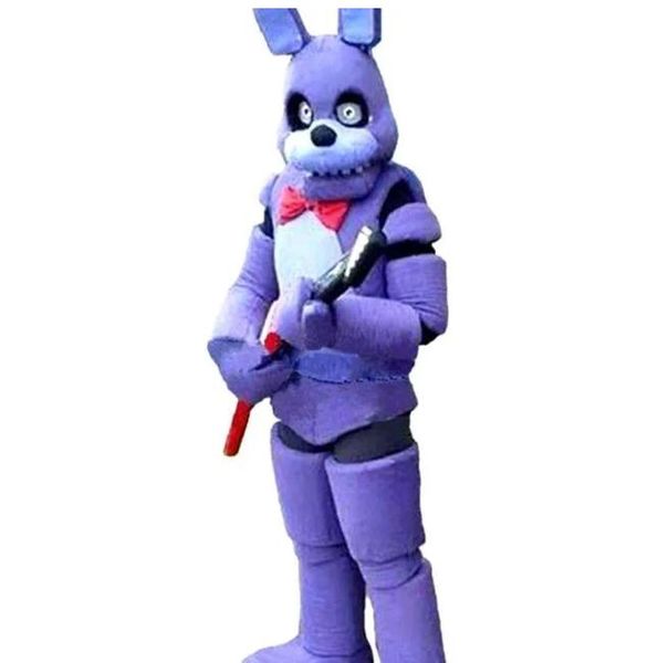 2024 Hot New Five Nights at Freddy FNAF Brinquedo Assustador Roxo Coelho Mascote Traje Terno Halloween Natal Vestido de Aniversário