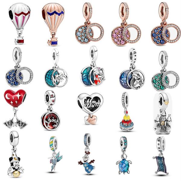 S925 Charms in argento sterling Perline sciolte Pagliaccio Tappeto magico Cerchio in rilievo da donna Originale Fit Pandora Bracciale Ciondolo Lusso fai da te L240I