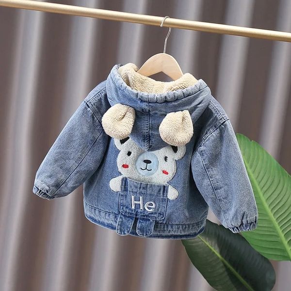 Jacken Jungen Jeansjacke Frühling und Herbst Baby Baumwollmantel Verdickter ausländischer Stil Lammfleece Kinder mit Kapuze 230909