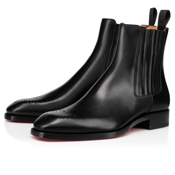 Lüks modaya uygun ayak bileği botları Angloma A. Düz Boot Mükemmel Erkekler Kadın Siyah Kahve Deri Kauçuk Kabuç