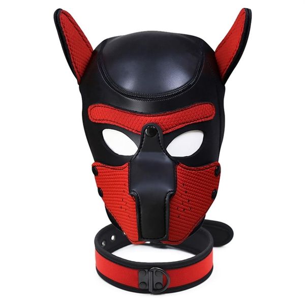 Moda cão máscara filhote de cachorro cosplay cabeça cheia para acolchoado látex borracha role play com orelhas 10 cores 220715242s