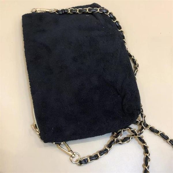 vendi borsa per il trucco con catena nera di moda famosa borsa da festa borsa a tracolla in flanella borsa in velluto di buona qualità318C