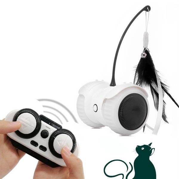 Novo brinquedo elétrico para animais de estimação manual de controle remoto automático inteligente equilíbrio carro led luminoso pena gato controle remoto car276s