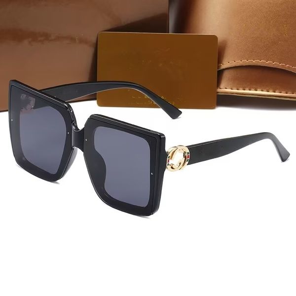 2023 Роскошные дизайнерские солнцезащитные очки мужские квадратные металлические очки в оправе зеркального типа крутые летние овальные солнцезащитные очки для женщин и мужчин с коробкой