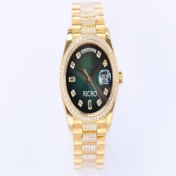 Relógio feminino mais vendido da fábrica EW 36mm linha intermediária anel de diamante 2836 movimento mecânico espelho de safira moda casual spor306t